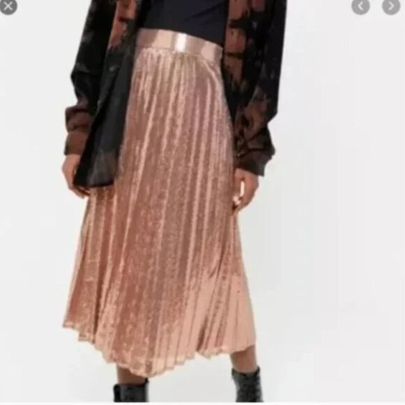 ⭐️ UO Emilia Sequin Midi Sequined Boho Peasant Hipster Hippie Art Pleated Skirt - Picture 4 of 4